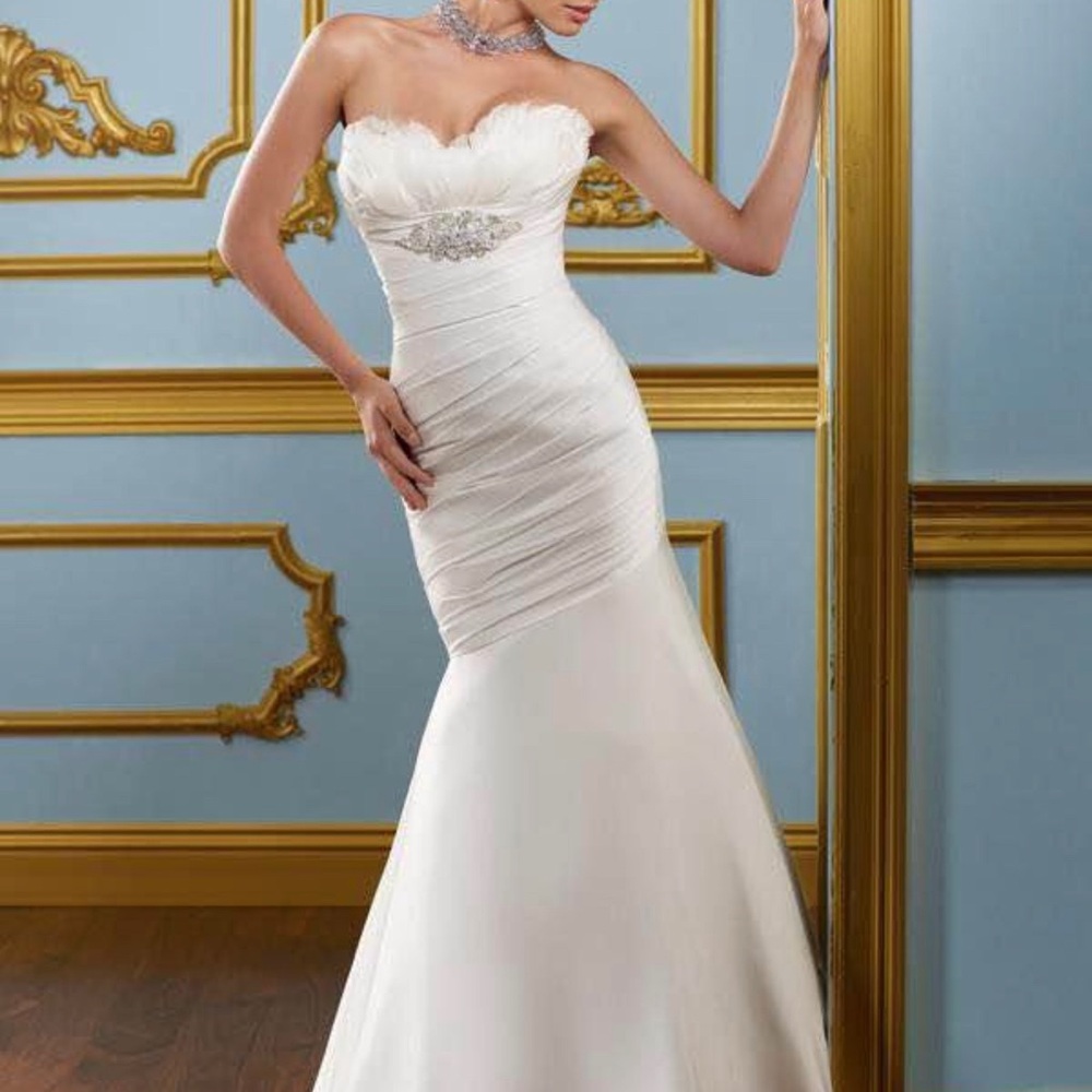 Mori Lee Wedding Gown with Feather Detailing